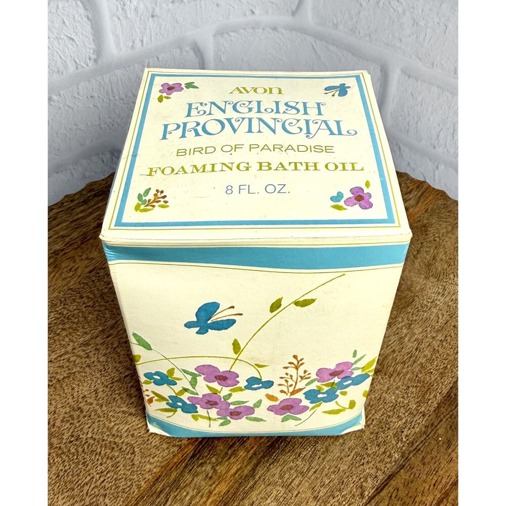 Avon English Provincial Bird of Paradise Foaming Bath Oil White w/ Box 8 fl. oz. - Picture 10 of 16
